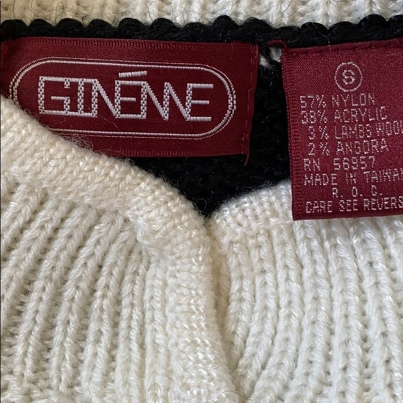 Ginenne Vintage Black/Cream Rhinestone Sweater Size S - Picture 8 of 8